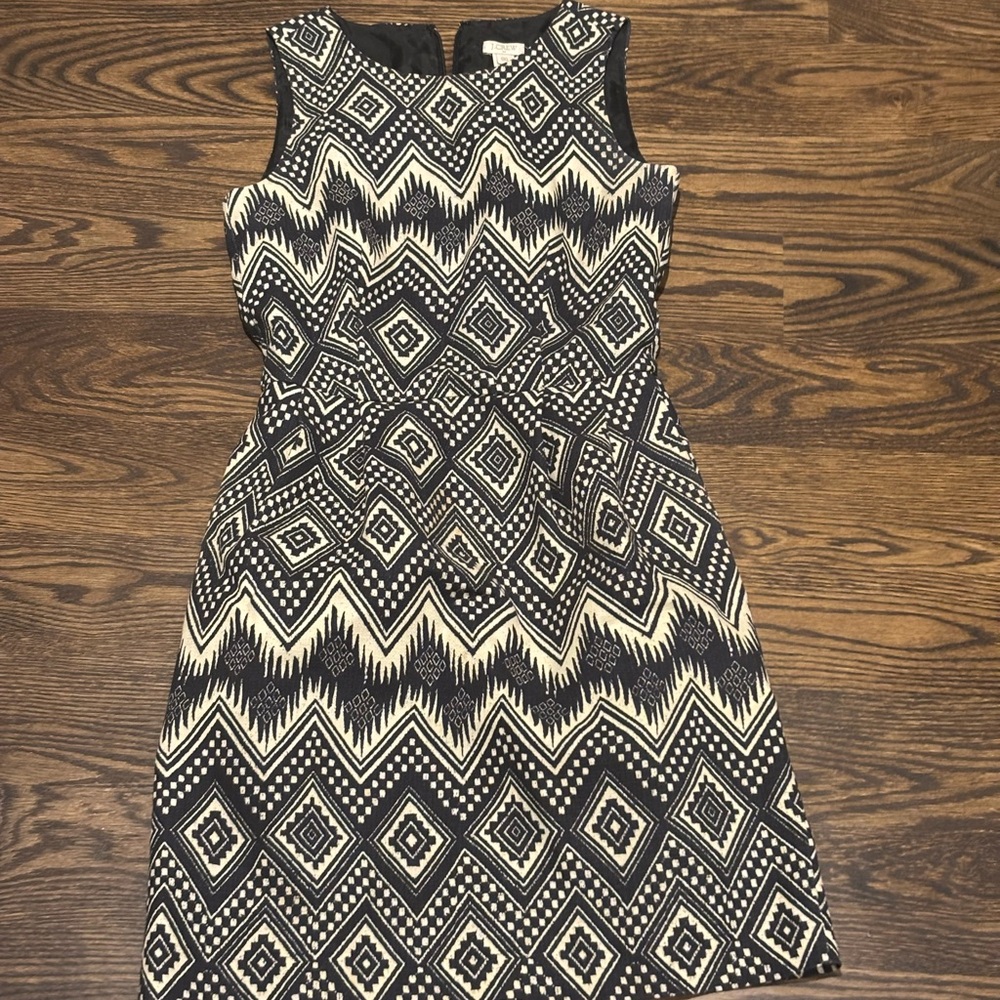 J. Crew Black and Cream Patterned Mini Dress